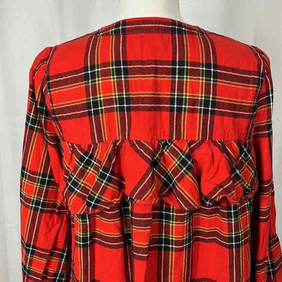 J. Crew Tartan Red Ruffle Blouse. - Picture 7 of 10
